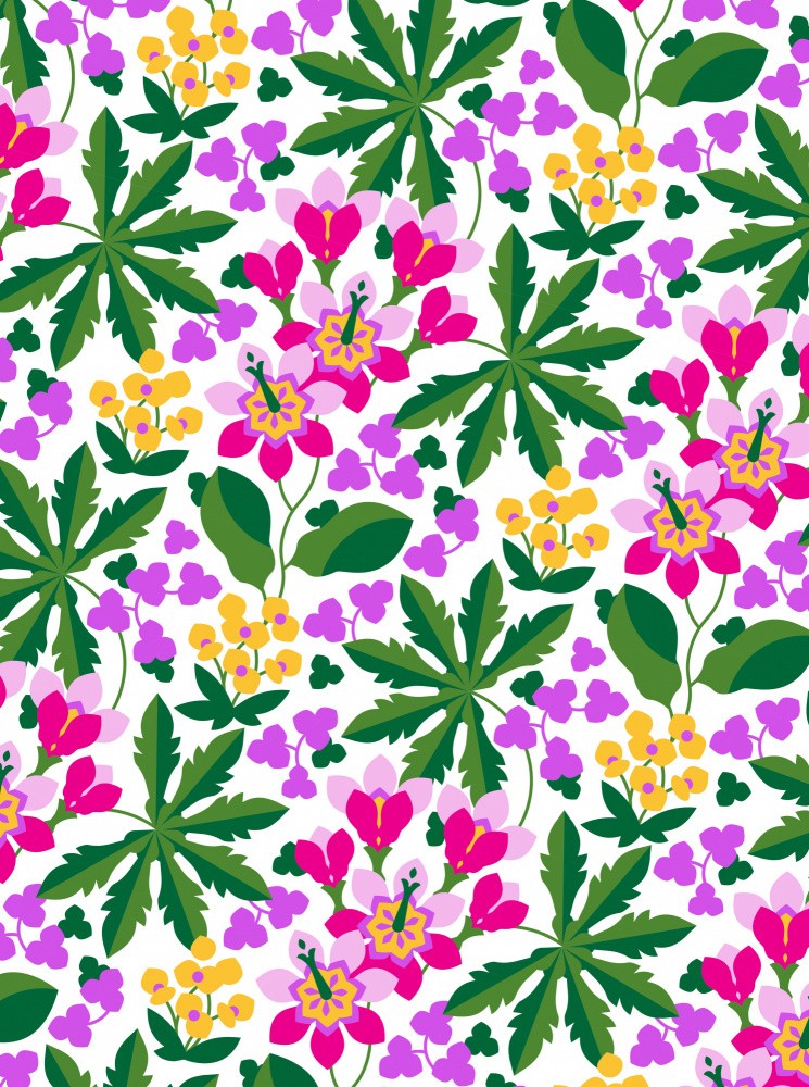 Wallpaper Pattern Tropical Floeal Paradisee Vibe Illustration