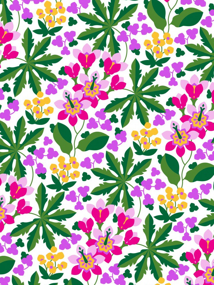 Wallpaper Pattern Tropical Floeal Paradisee Vibe Illustration