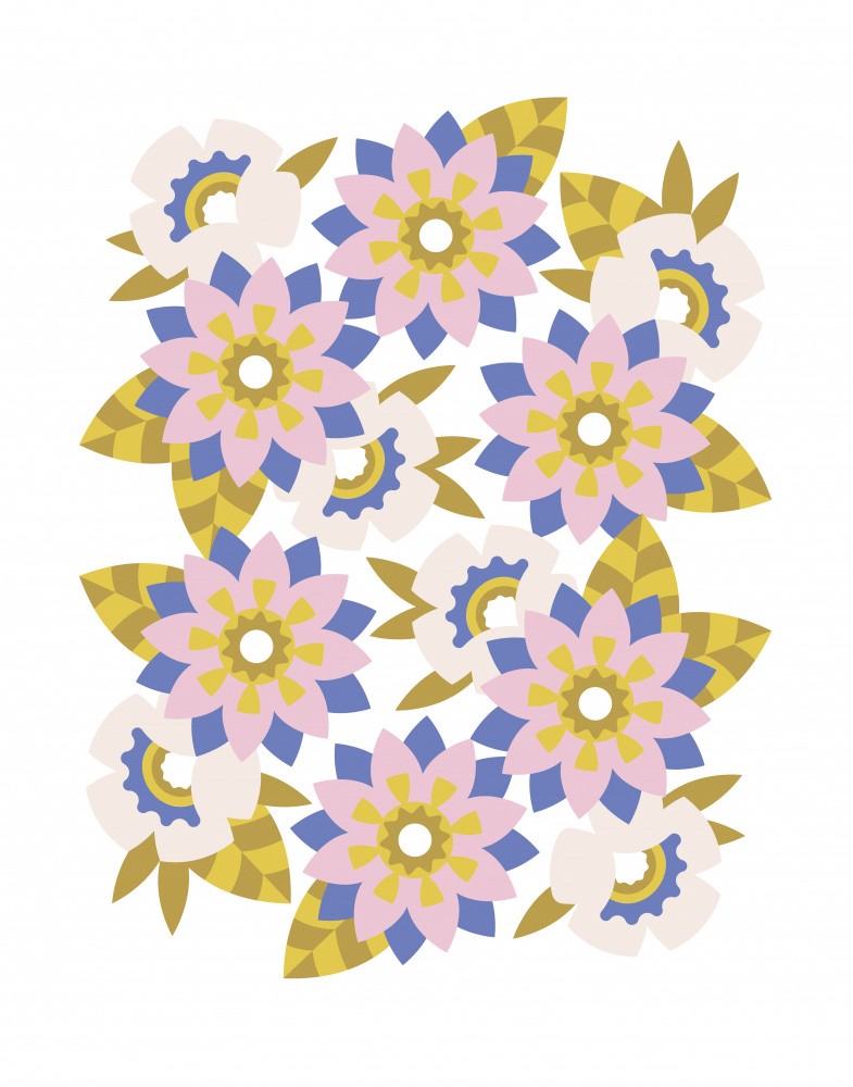 Violet Floral Composition Joyful Summer Illustration