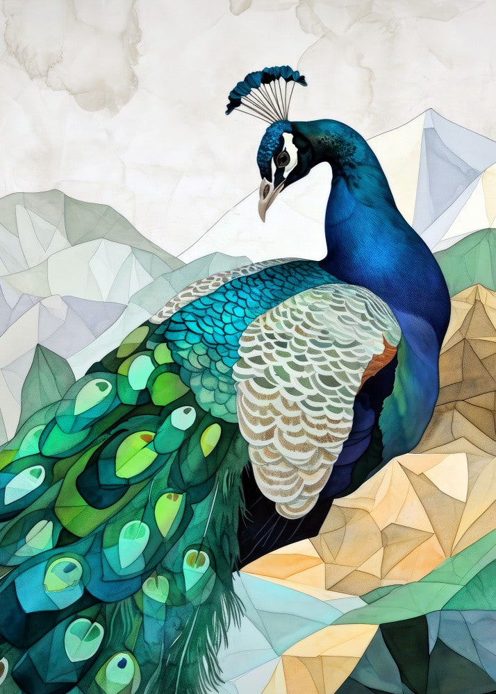 Animal Watercolor Art Bird Peacock