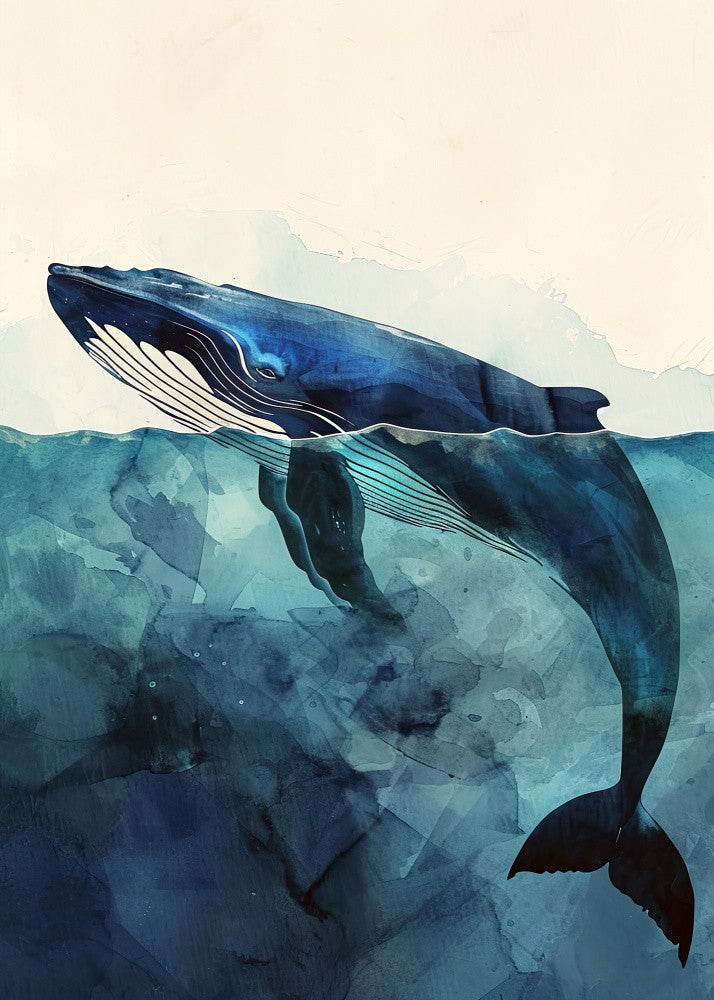 Animal Watercolor Art Sea Life Whale