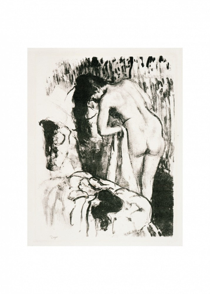 Nude Woman Standing, Drying Herself