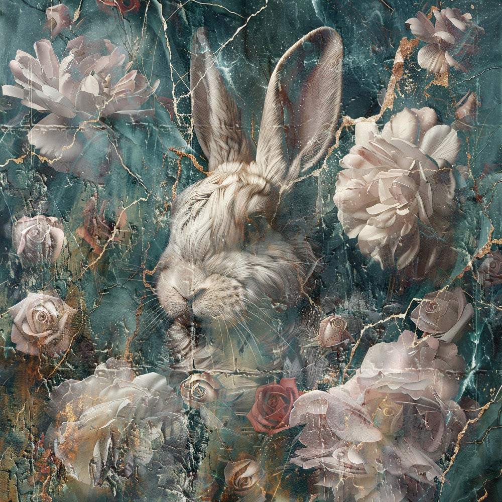 Bunny Vintage Art Illustration Wallart 2