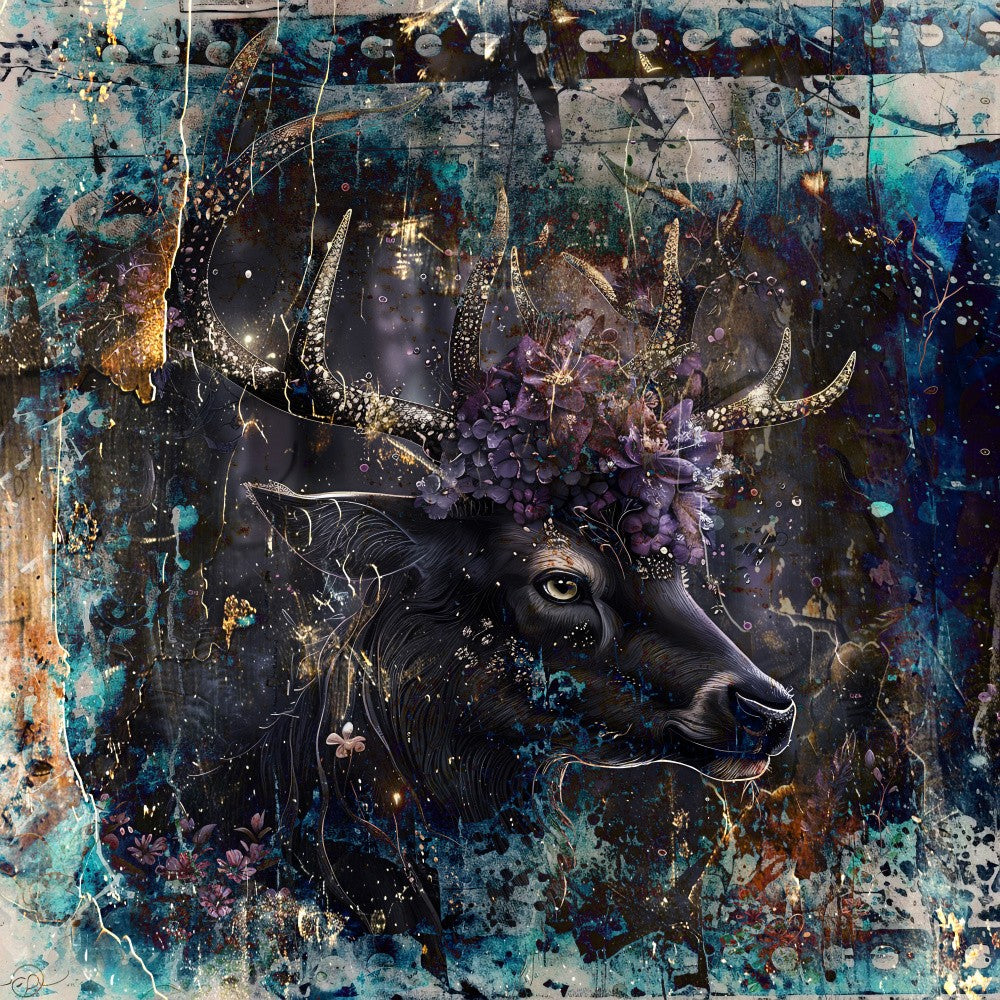 Deer Animal Vintage Art Illustration Wallart 01