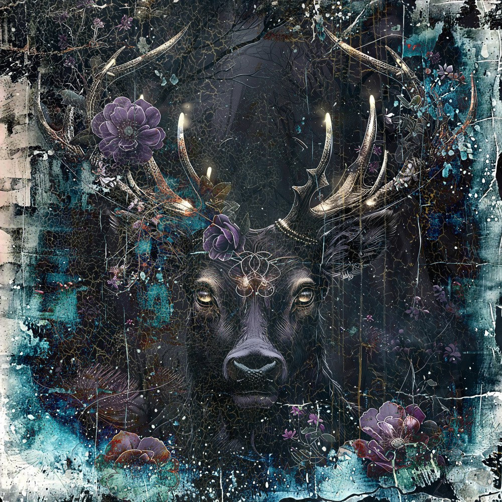 Deer Animal Vintage Art Illustration Wallart 02