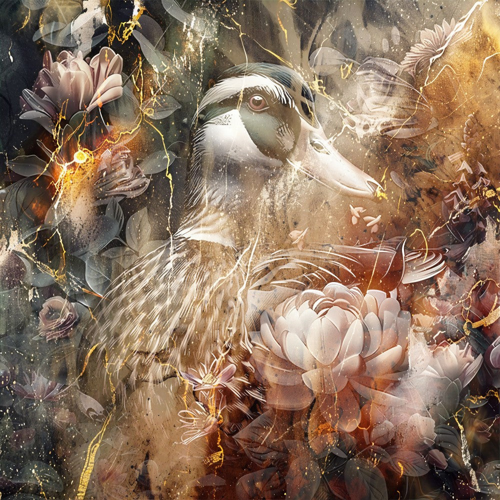 Duck Animal Vintage Art Illustration Wallart 01