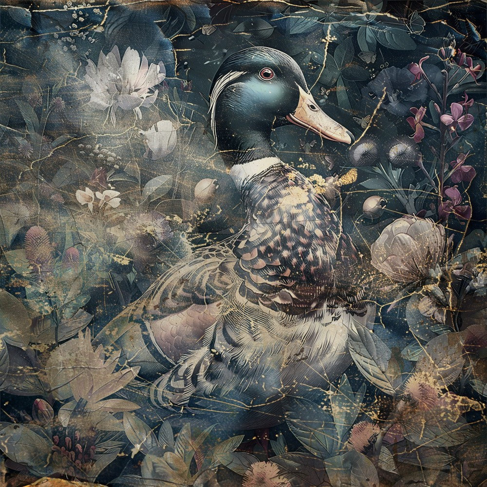 Duck Animal Vintage Art Illustration Wallart 02