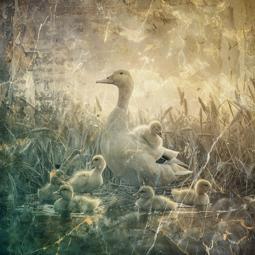 Duck Animal Vintage Art Illustration Wallart 04