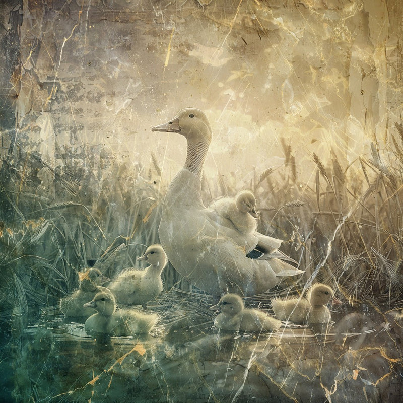 Duck Animal Vintage Art Illustration Wallart 04