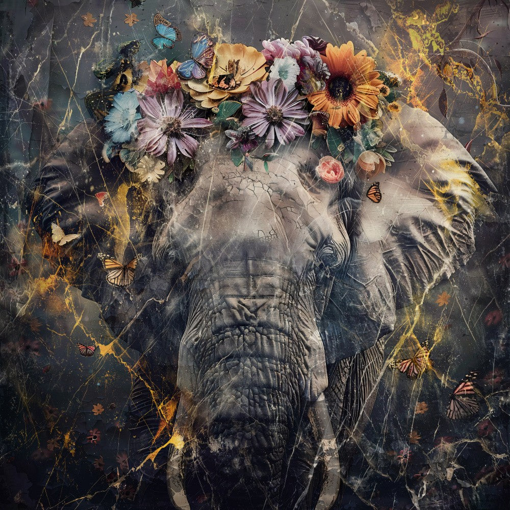 Elephant Animal Vintage Art Illustration Wallart 01