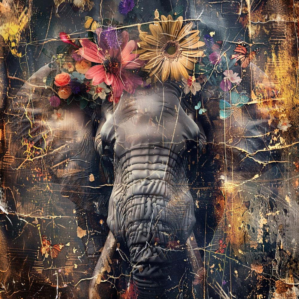 Elephant Animal Vintage Art Illustration Wallart 02