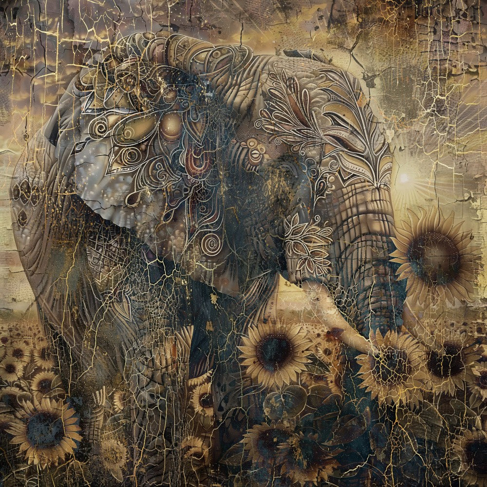 Elephant Animal Vintage Art Illustration Wallart 03