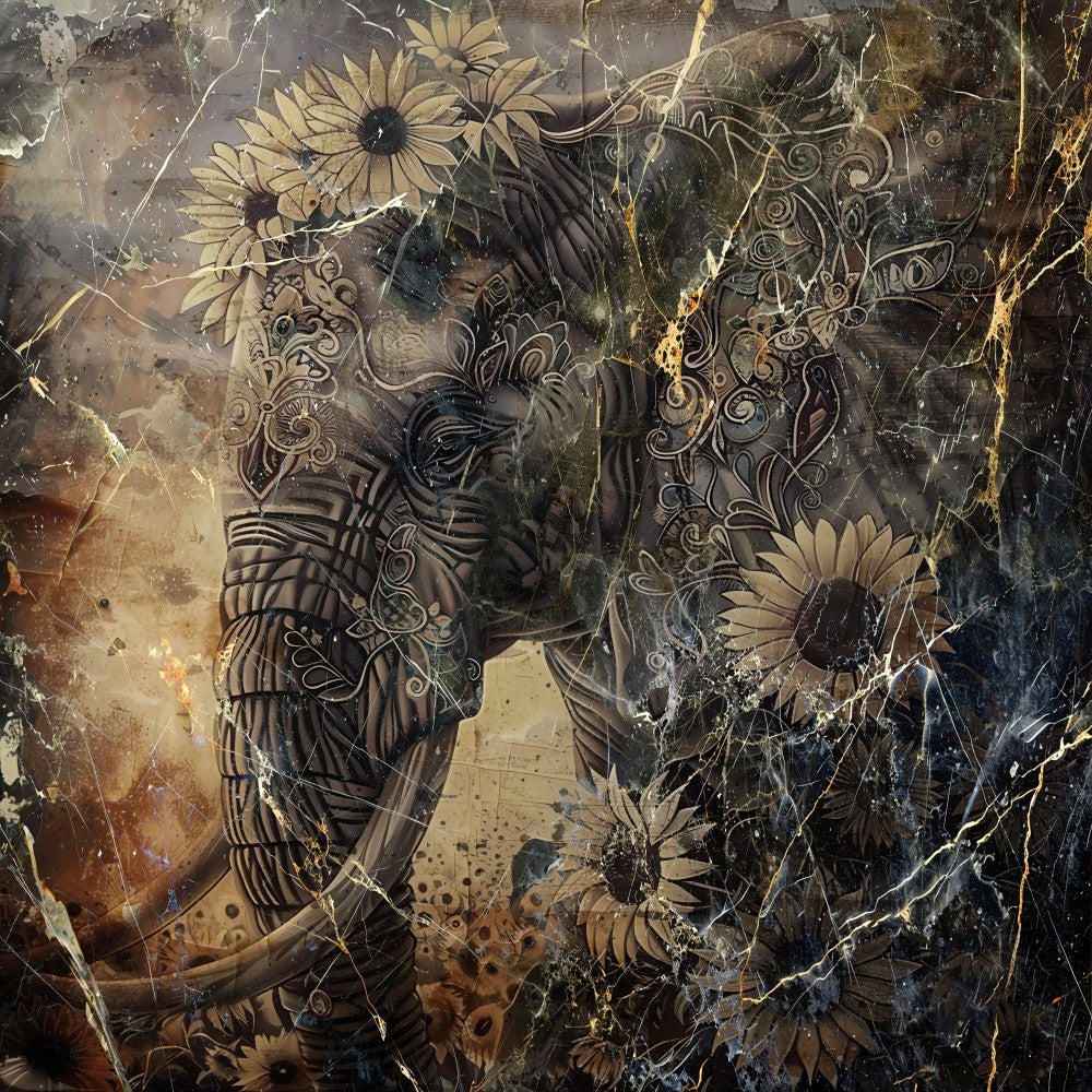 Elephant Animal Vintage Art Illustration Wallart 04
