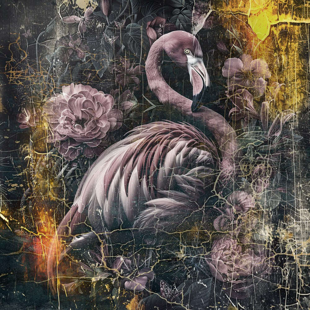 Flamingo Animal Vintage Art Illustration Wallart 01