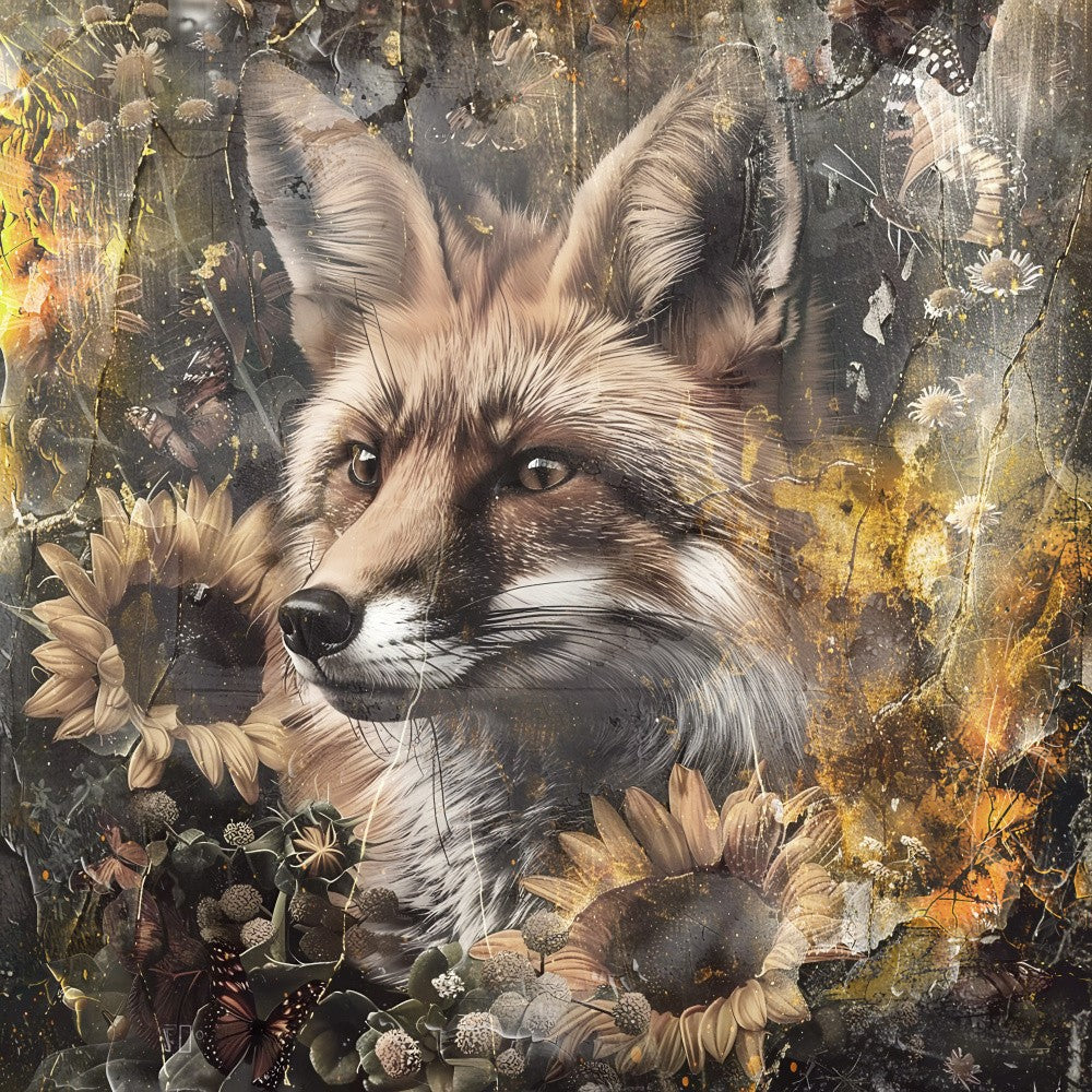 Fox Animal Vintage Art Illustration Wallart 01