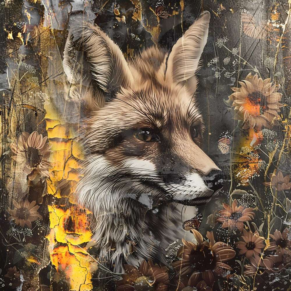 Fox Animal Vintage Art Illustration Wallart 02