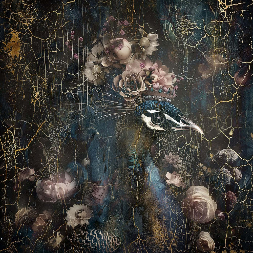 Peacock Animal Vintage Art Illustration Wallart 2