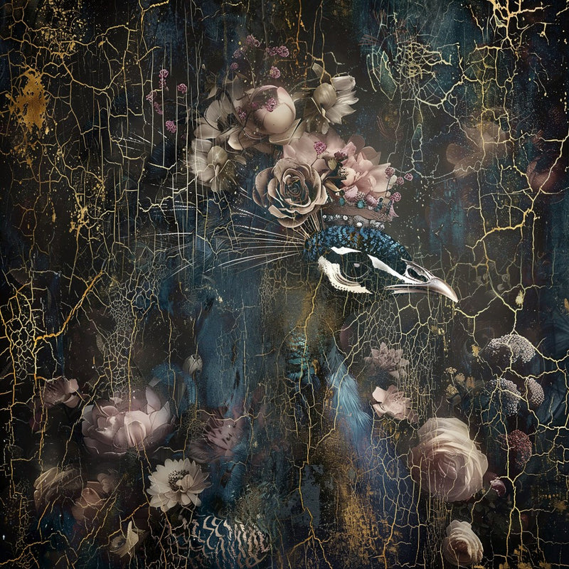 Peacock Animal Vintage Art Illustration Wallart 2