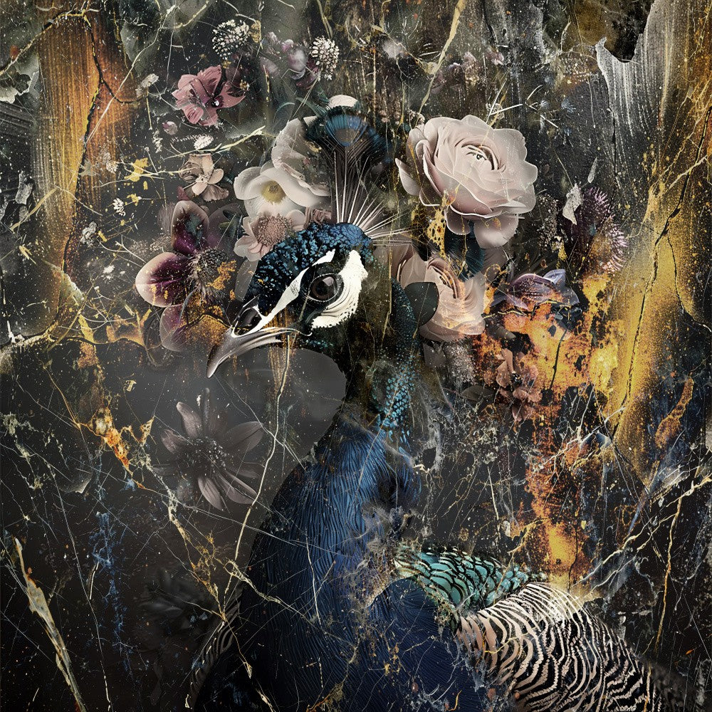 Peacock Animal Vintage Art Illustration Wallart 1
