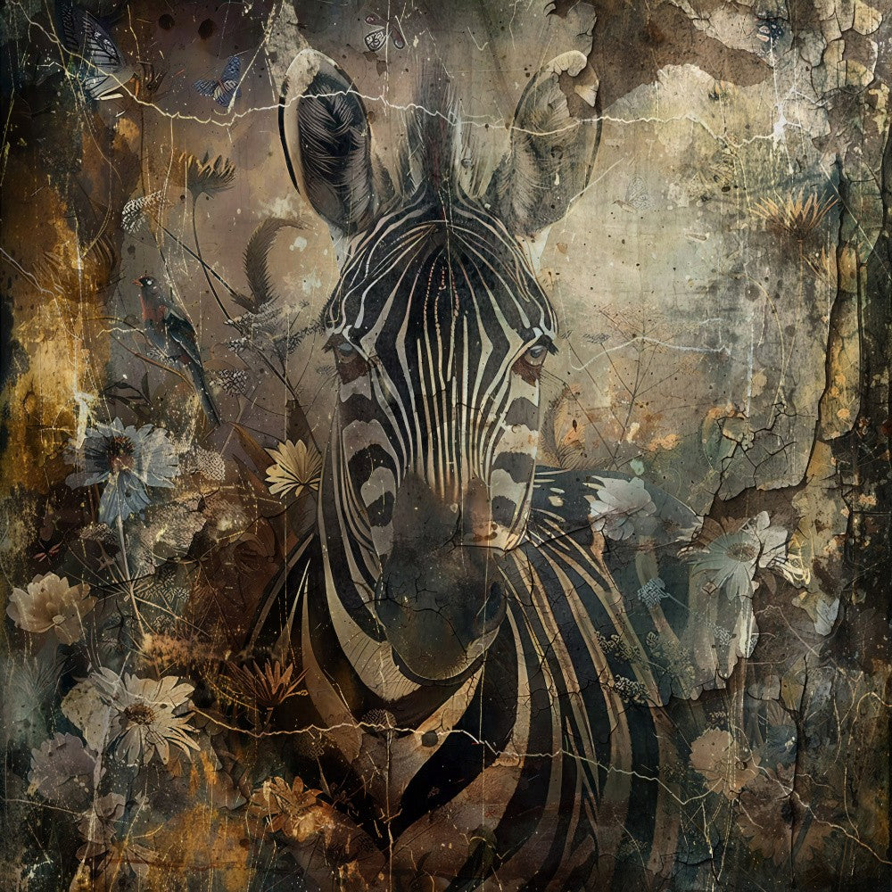 Zebra Animal Vintage Art Illustration Wallart 02