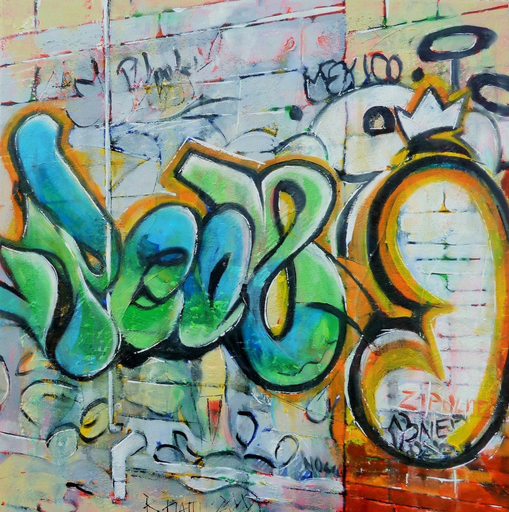 Allezles Verts, Streetart Xipolite 50 X 50 Cm Huile Sur Toile 2020