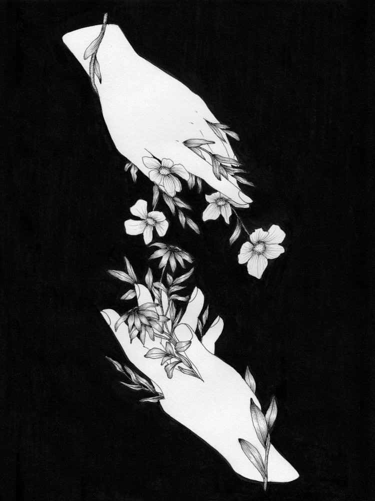 Hands Bloom Flowers Original