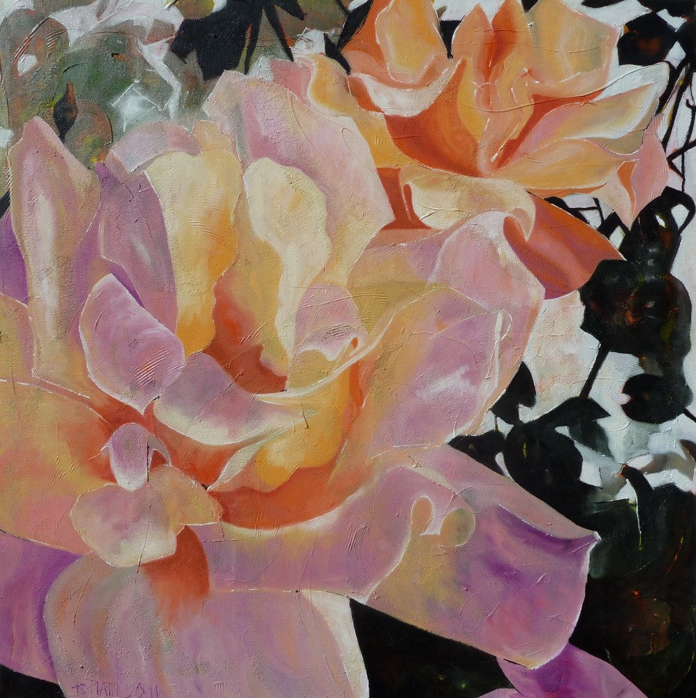 Roses Roses, Huile Sur Toile, 100 X 100 Cm, Malacots 2011