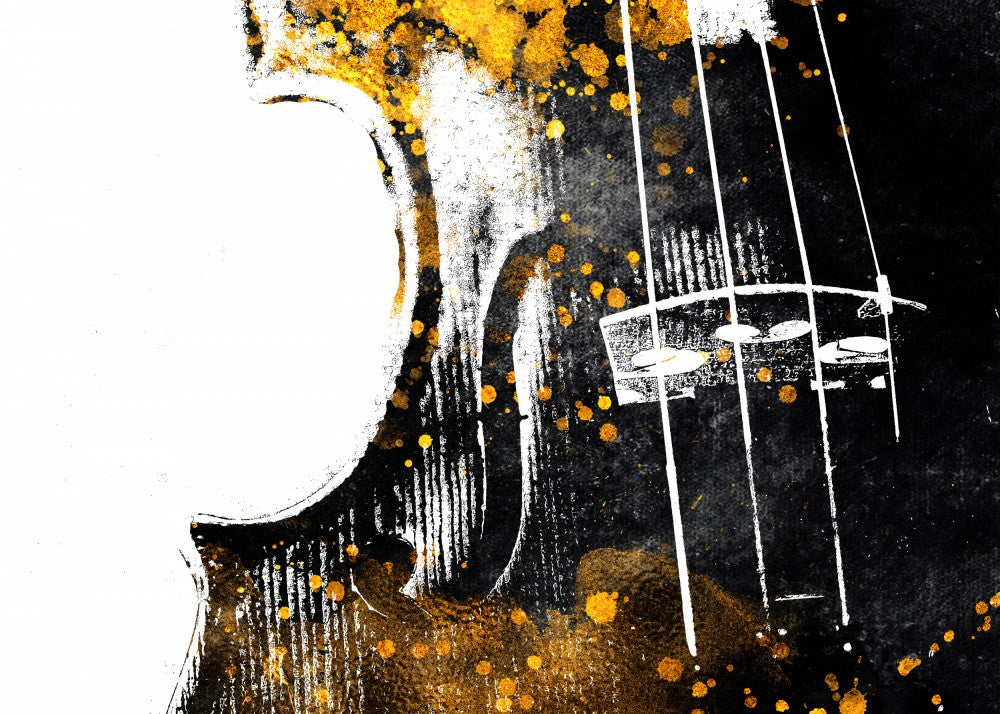 Black and Gold Music Art Double Bass 2