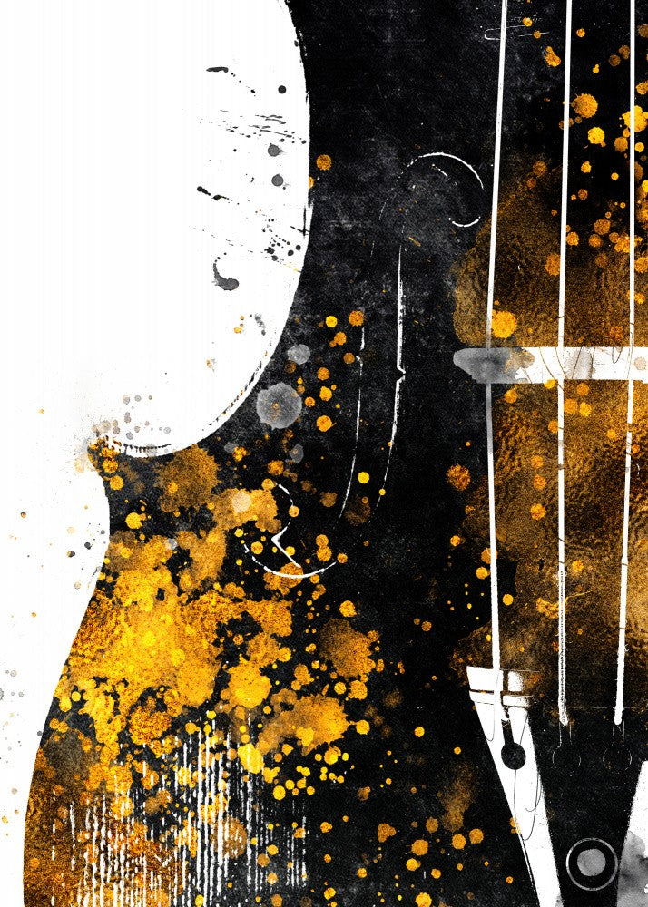 Black and Gold Music Art Double Bass 3