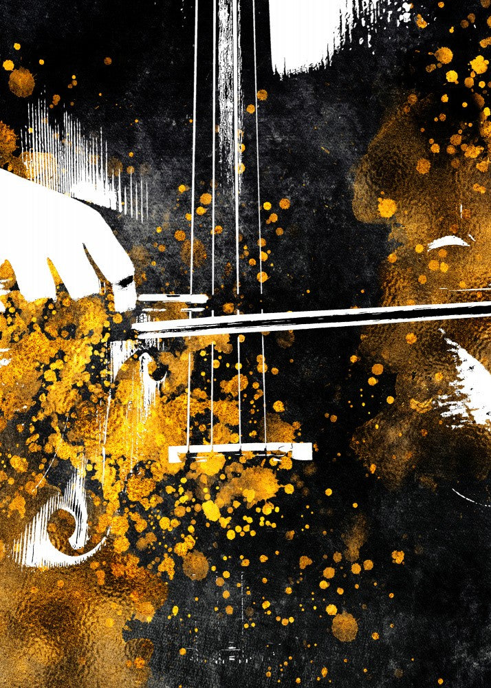 Black and Gold Music Art Double Bass Player6