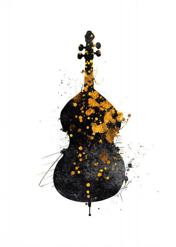 Black and Gold Music Art Double Bass