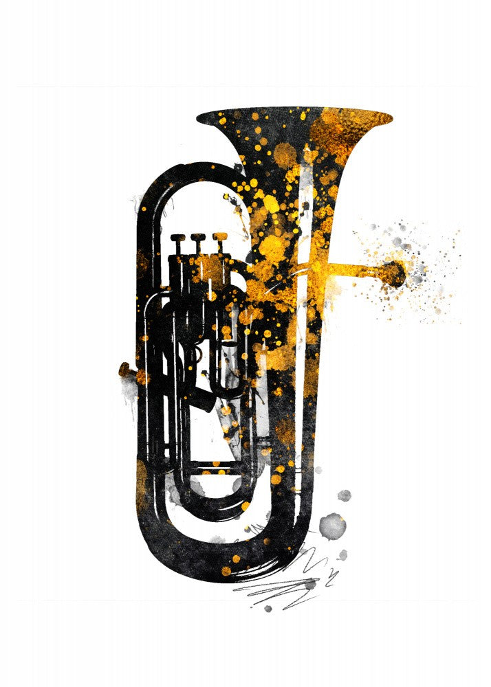 Black and Gold Music Art Euphonium