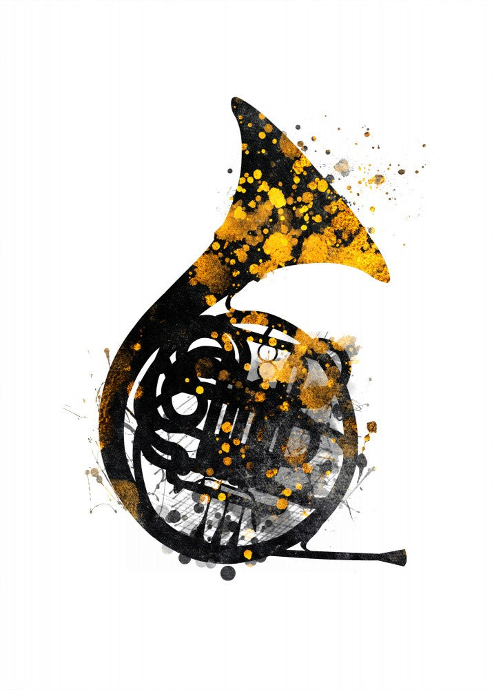 Black and Gold Music Art French Horn