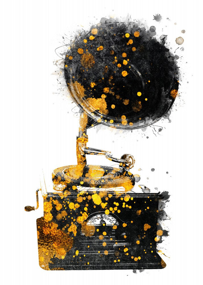 Black and Gold Music Art Gramophone