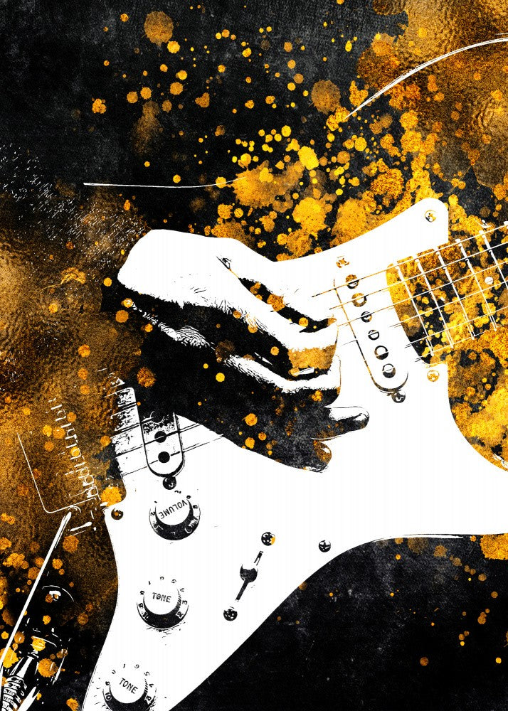 Black and Gold Music Art Guitar 1