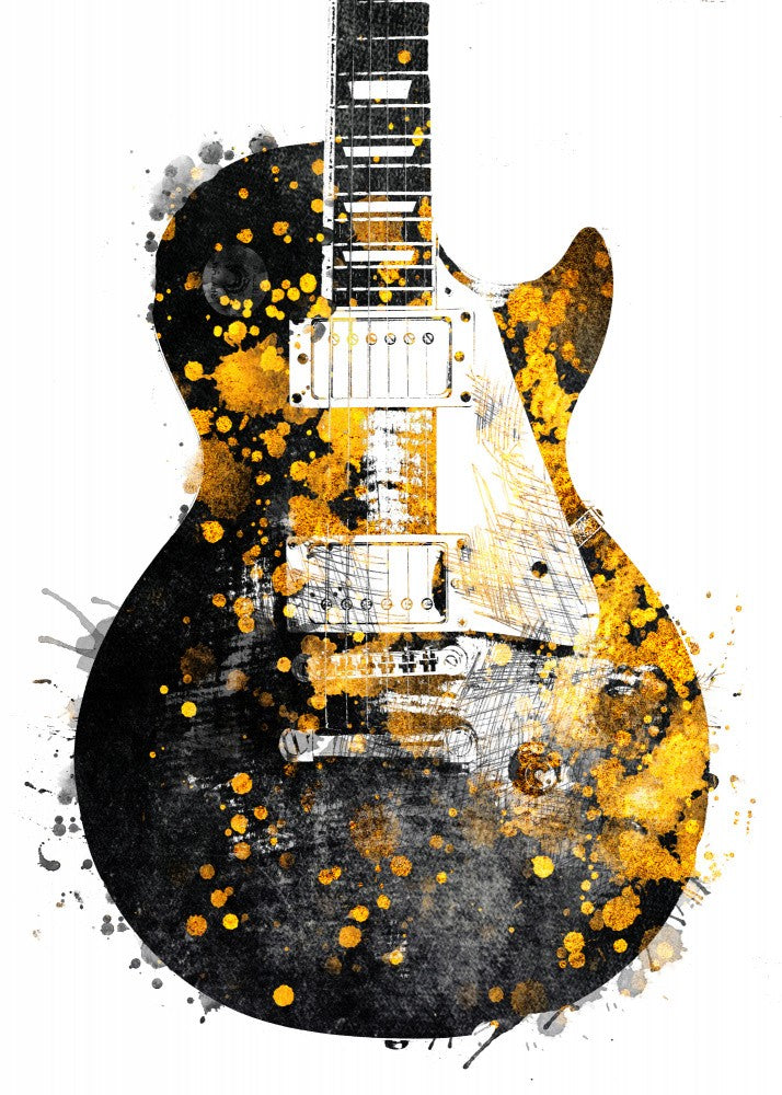 Black and Gold Music Art Guitar Accoustic