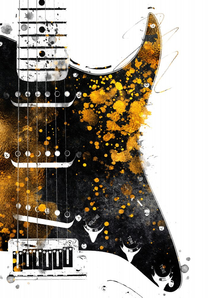 Black and Gold Music Art Guitar Electric