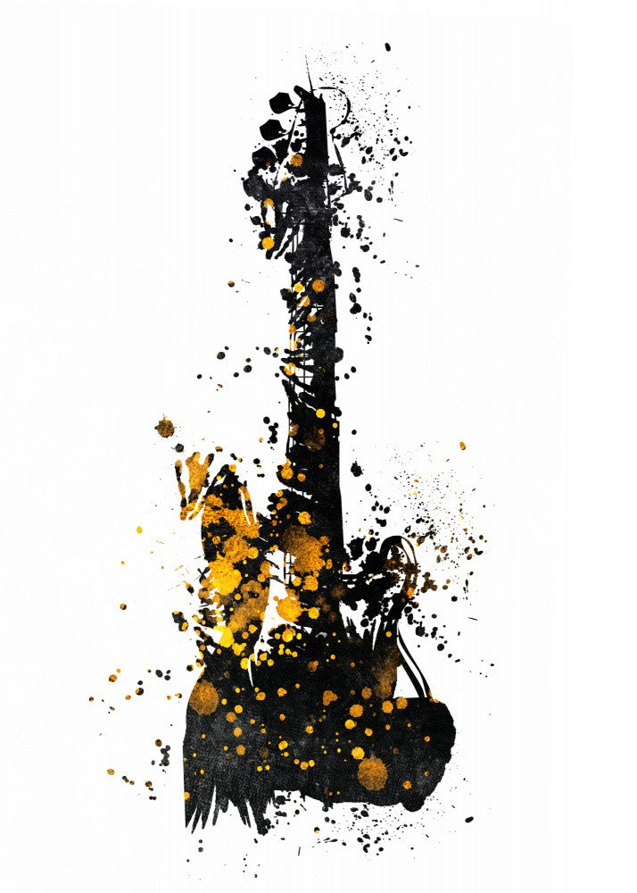 Black and Gold Music Art Guitar Instrument