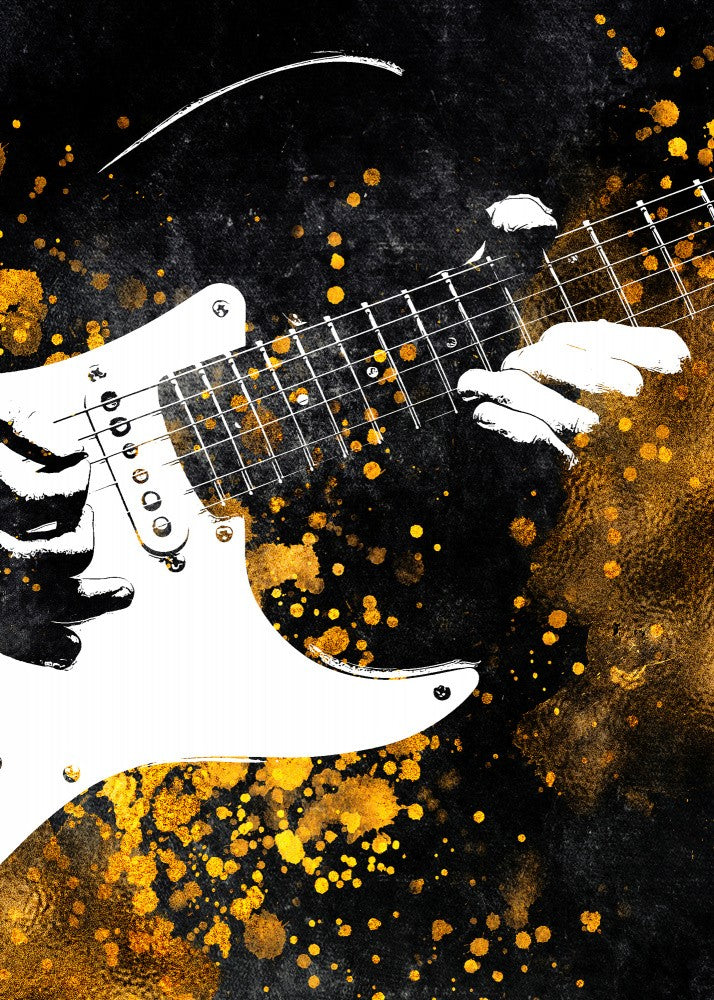 Black and Gold Music Art Guitarist