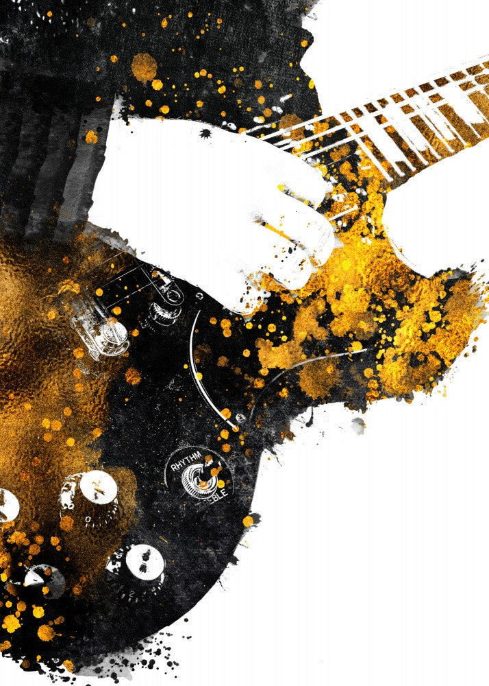 Black and Gold Music Art Guitarist2
