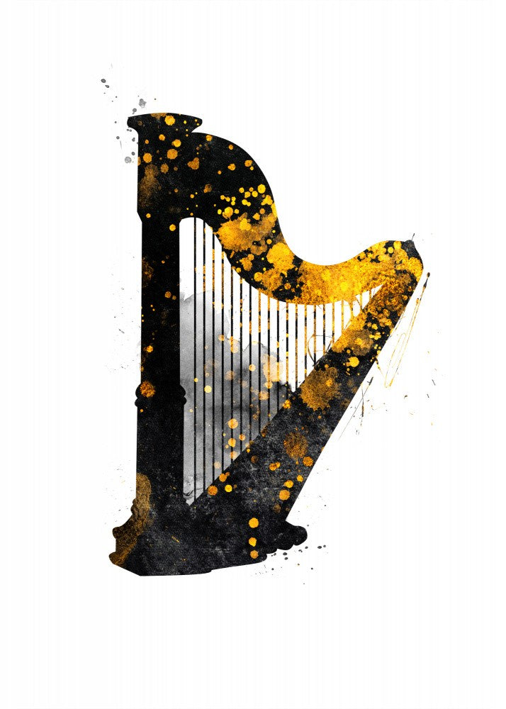 Black and Gold Music Art Harp Instrument