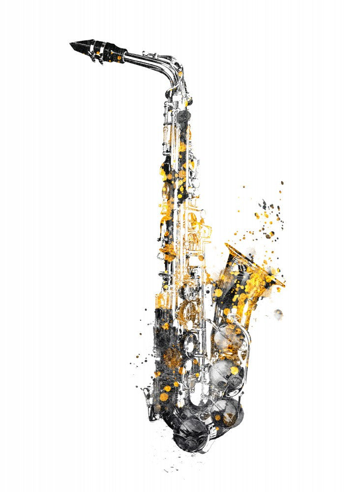 Black and Gold Music Art Saxophone Instrument