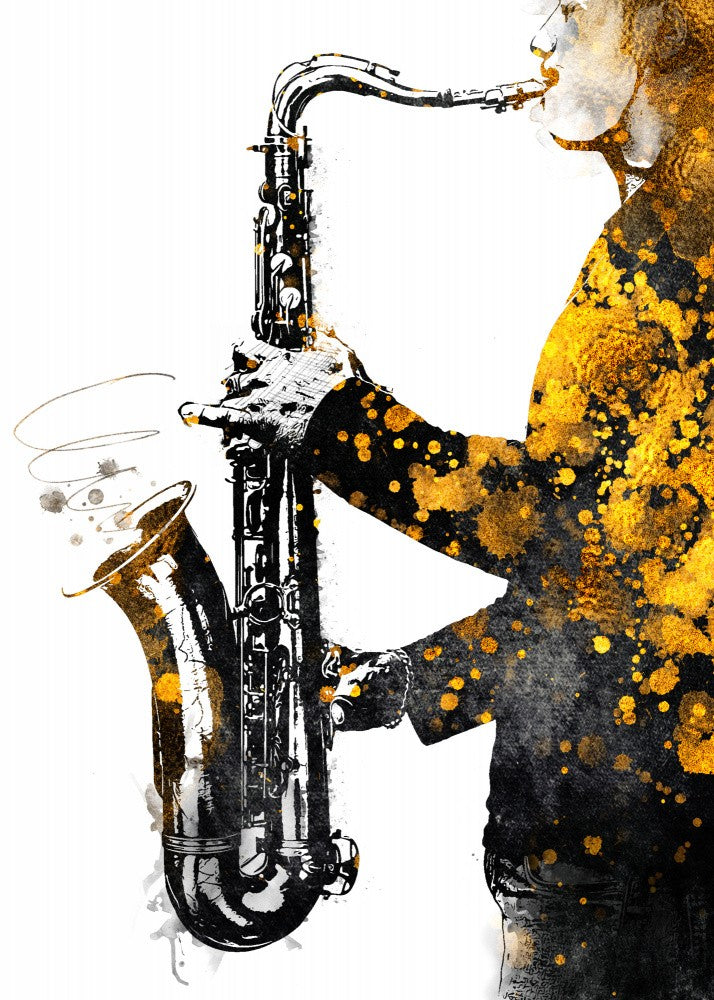 Black and Gold Music Art Saxophone2