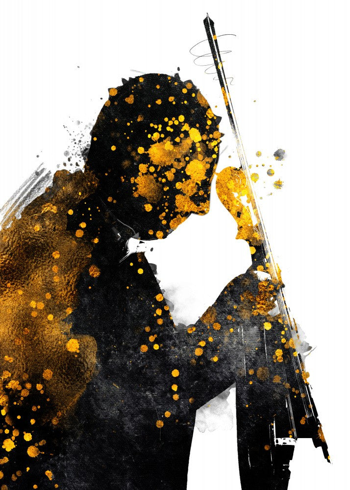 Black and Gold Music Art Violin