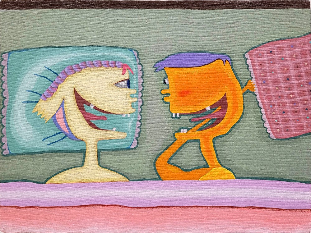 Pillow Talk (Yellow and Orange Couple)