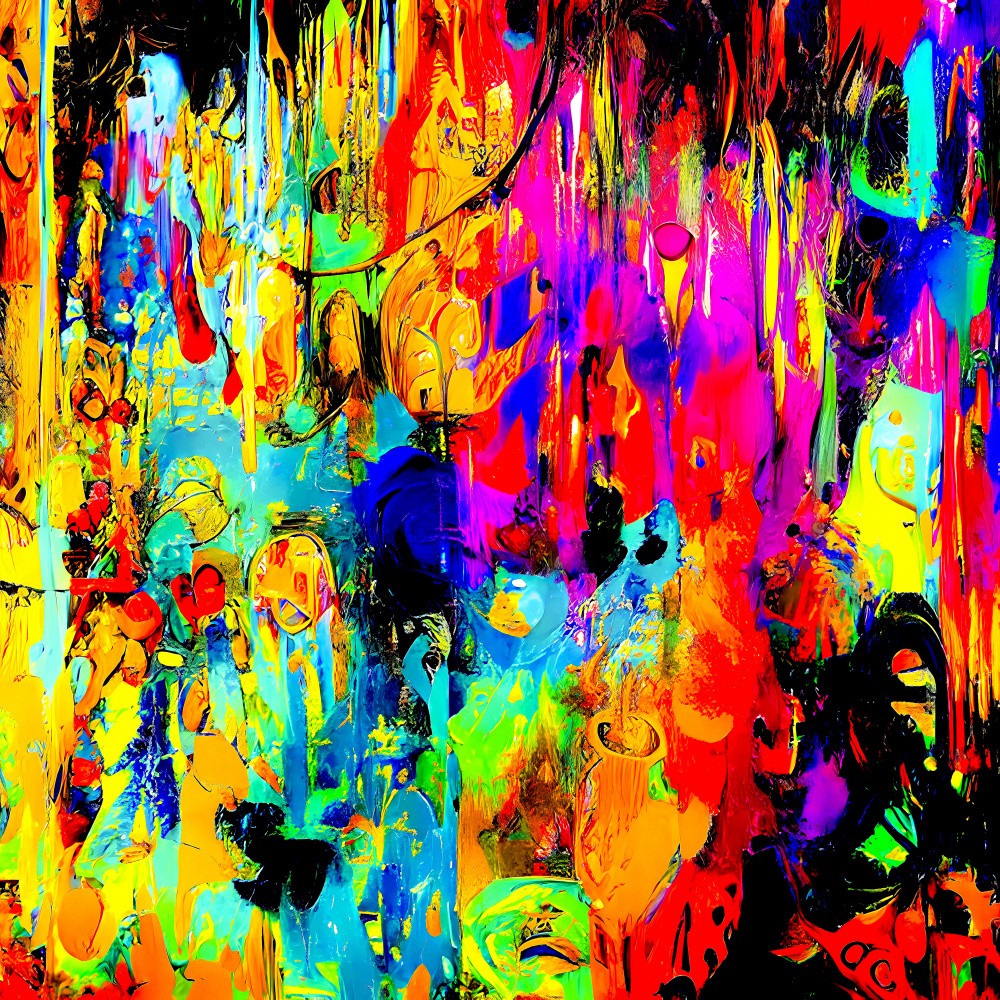 Abstract Digital Art: A Symphony of Colors and Lines in a Black Canvas