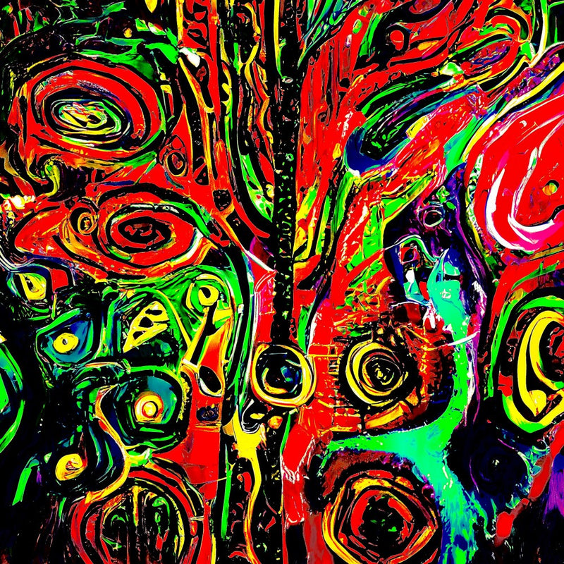 Vibrant Abstract Painting: A Symphony of Colors and Shapes in a Dreamlike World