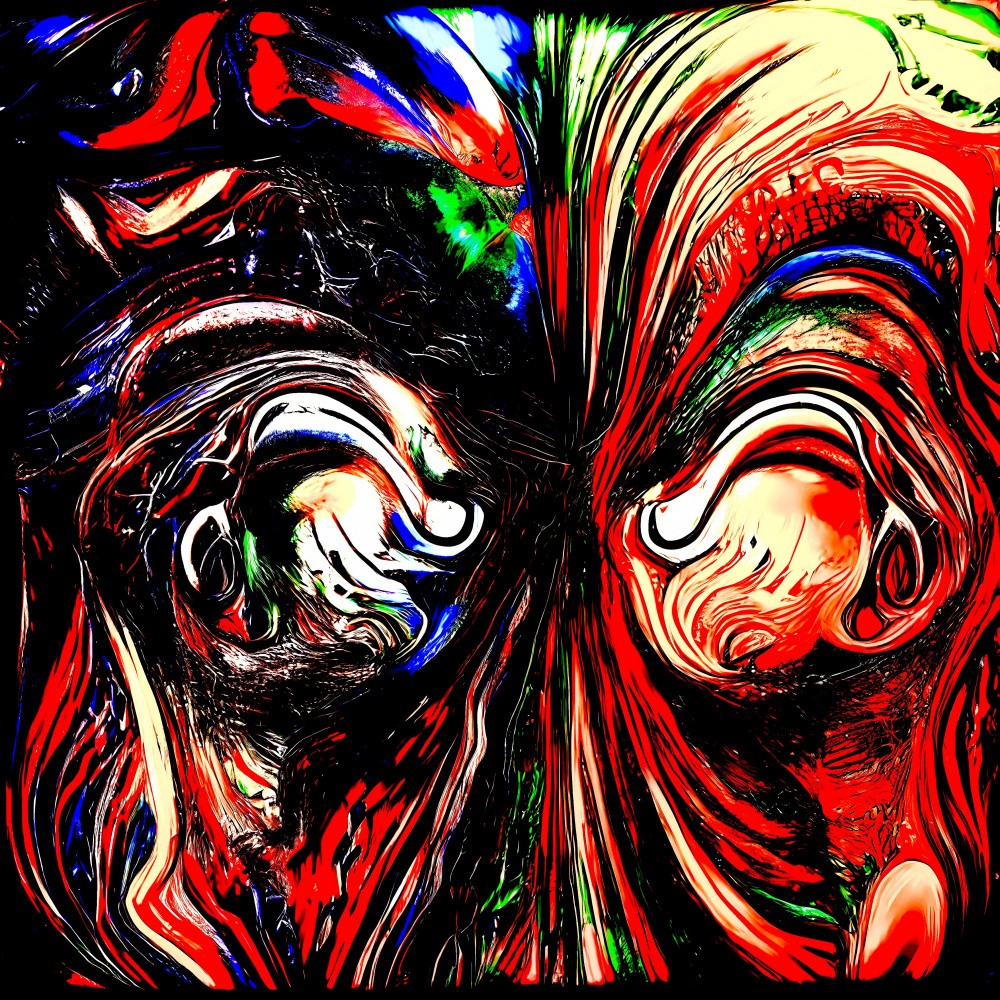 The Digital Tapestry of Love and Reality: A Mnemonic Art Painting of Vibrant Complexity