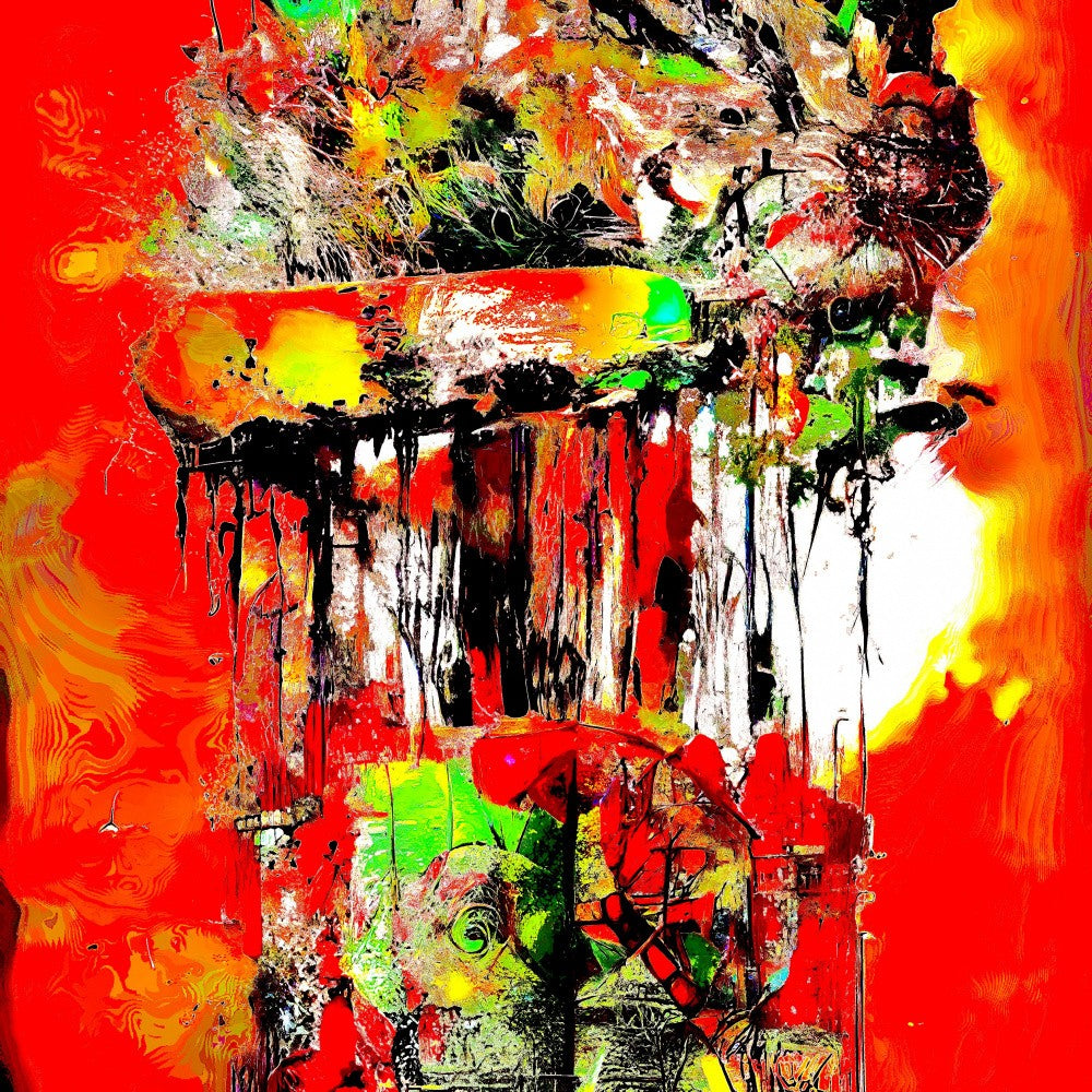 The Abstract Embrace of Digital Love's Crimson Flames