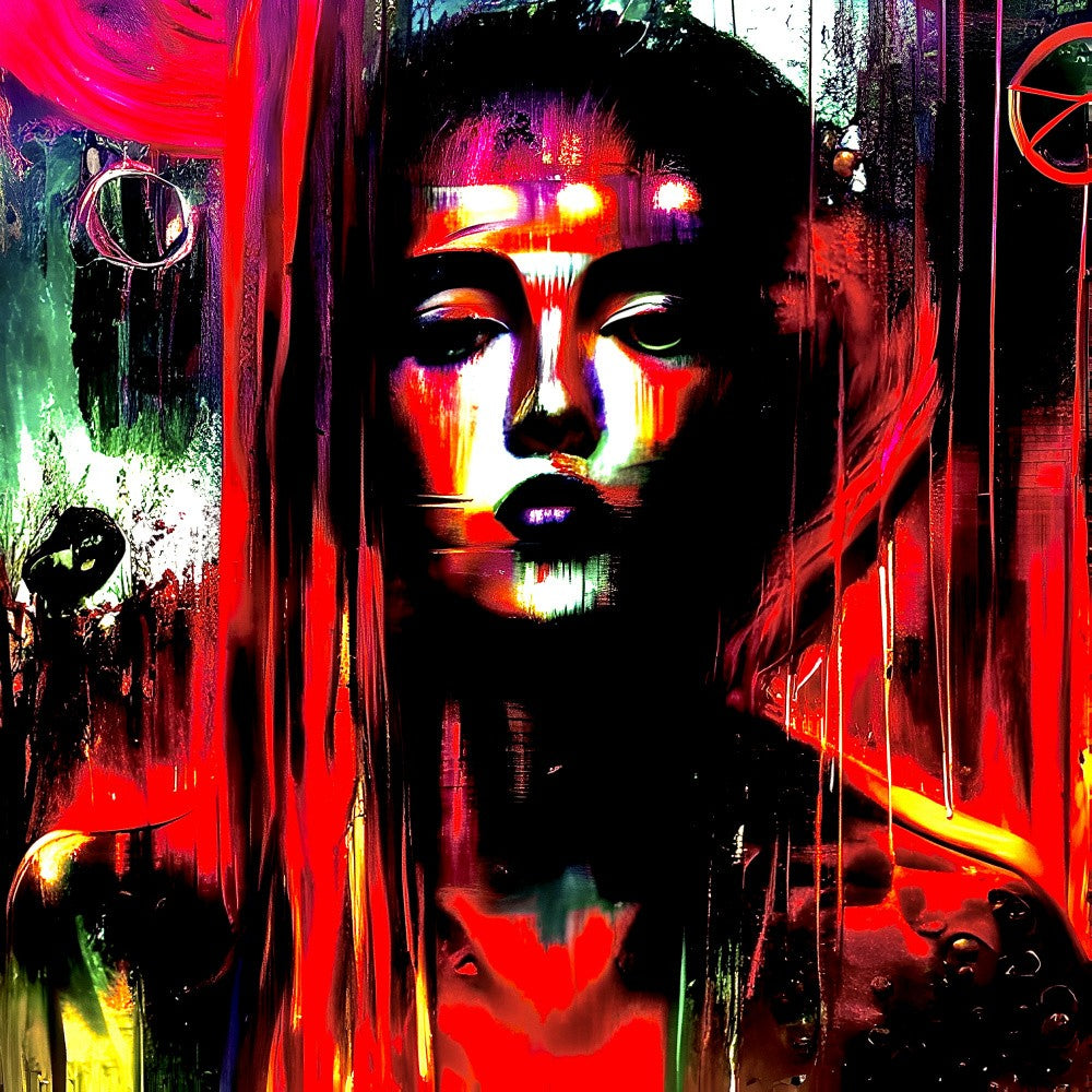 A Digital Painting of a Woman With Long Red Hair and a Striking Gaze